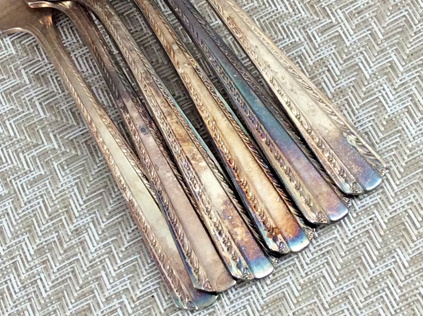 American Silver Co IS 1936 Silverplated Salad/Dessert Forks Camelot Harvest 6 Pc