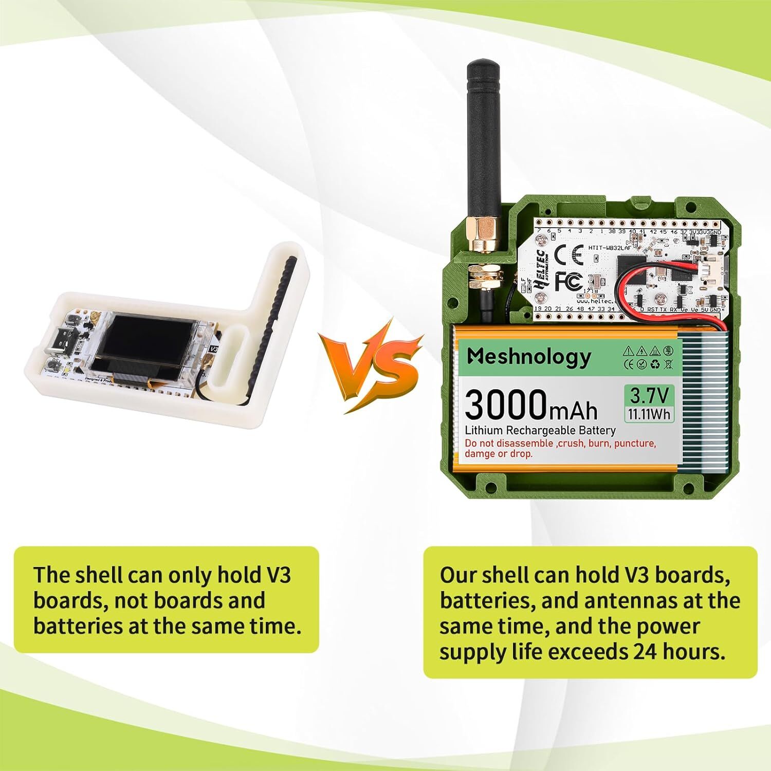 2Sets ESP32 LoRa V3 Development Board + 915MHz Antennas +Battery+Meshtastic Case