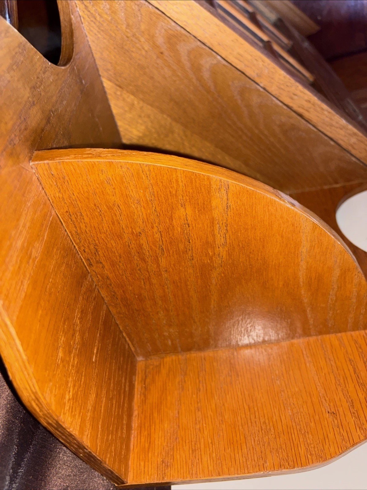 Vintage Oak Curio Corner Cabinet Shelf Display Farmhouse