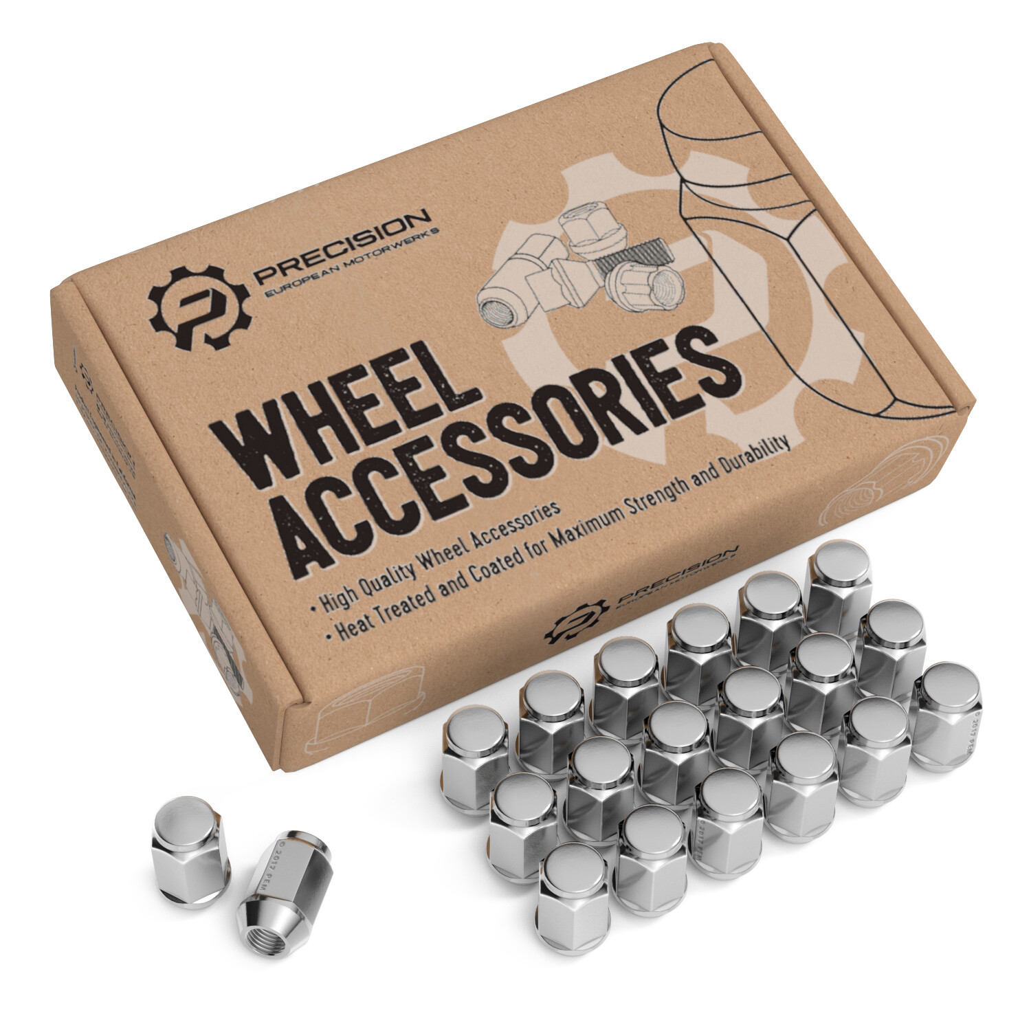 (20) 12x1.25 Chrome Lug Nuts for Acorn Wheels | Closed End Bulge | 19mm 3/4" Hex