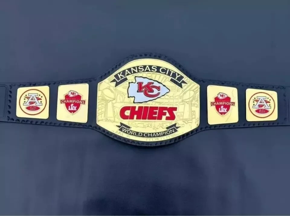 KANSAS CITY CHIEFS KC NFL Superbowl Championship title belt Adult size 2mm Brass