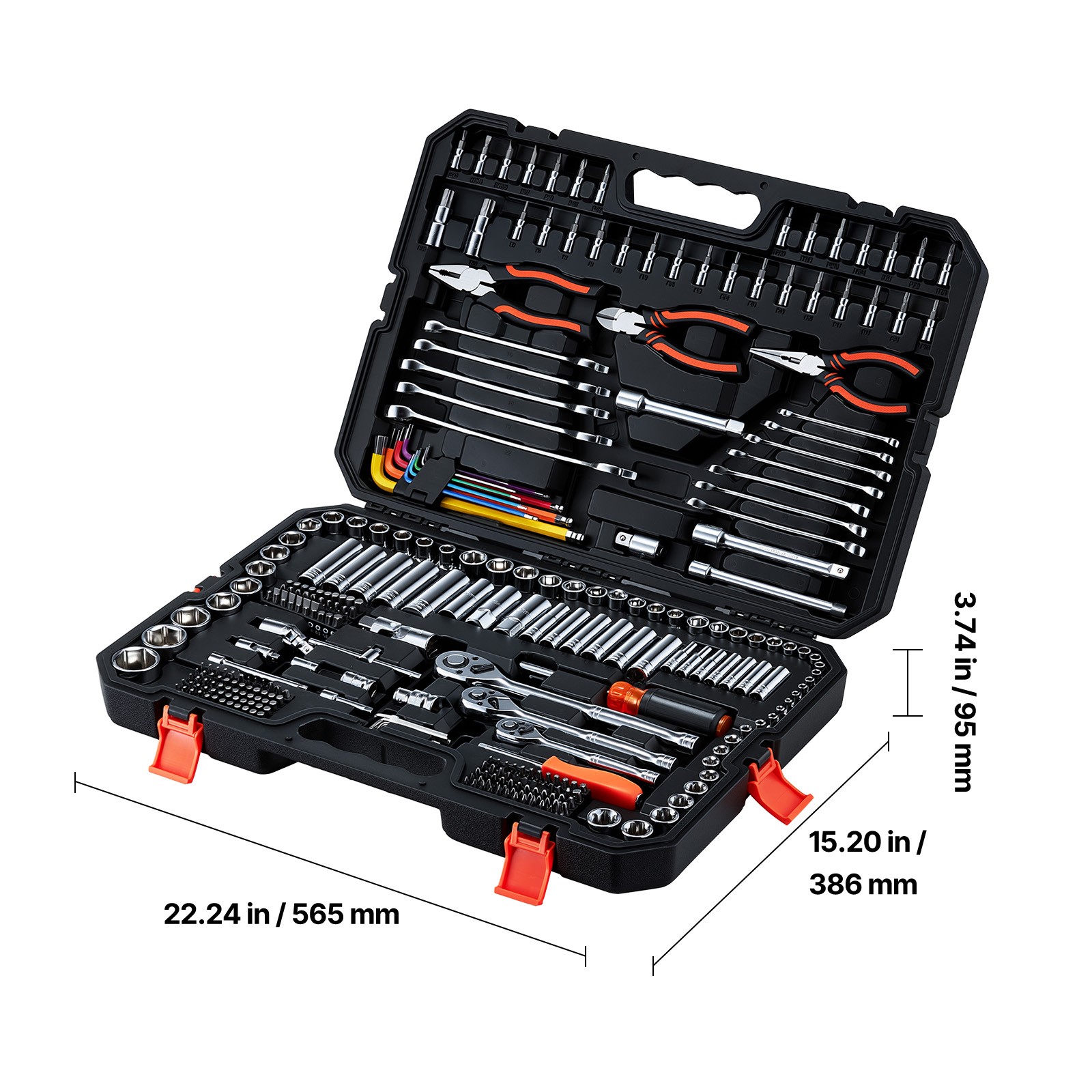 Uimoso 314-Piece Mechanics Tool Kit with Metric Socket Set for Vehicle Repairs