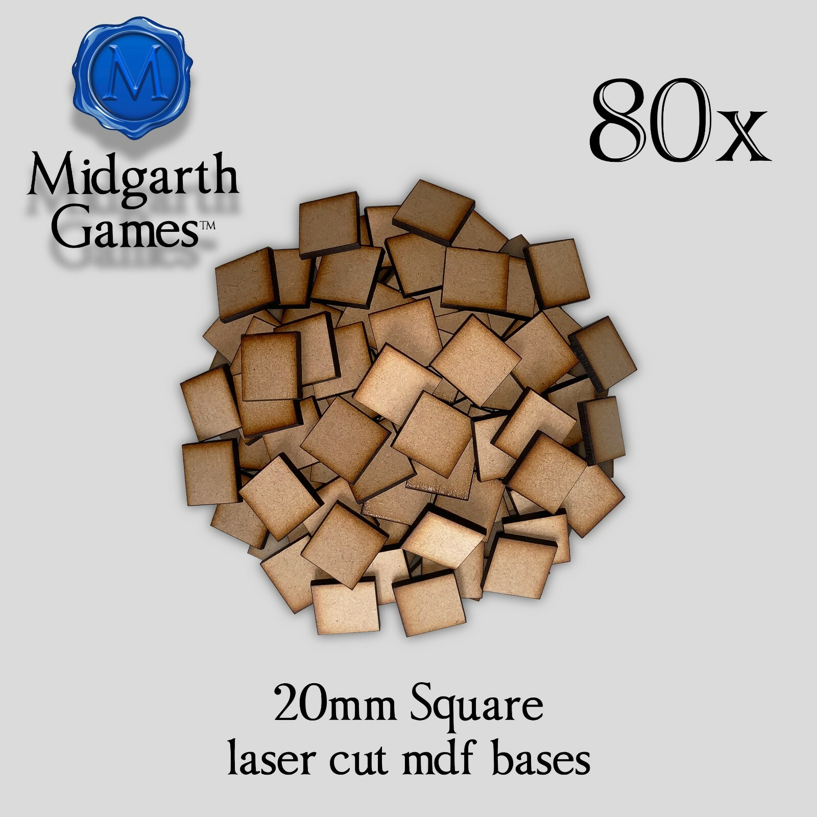 80x 20mm Square MDF Bases for Warhammer 40K Miniatures