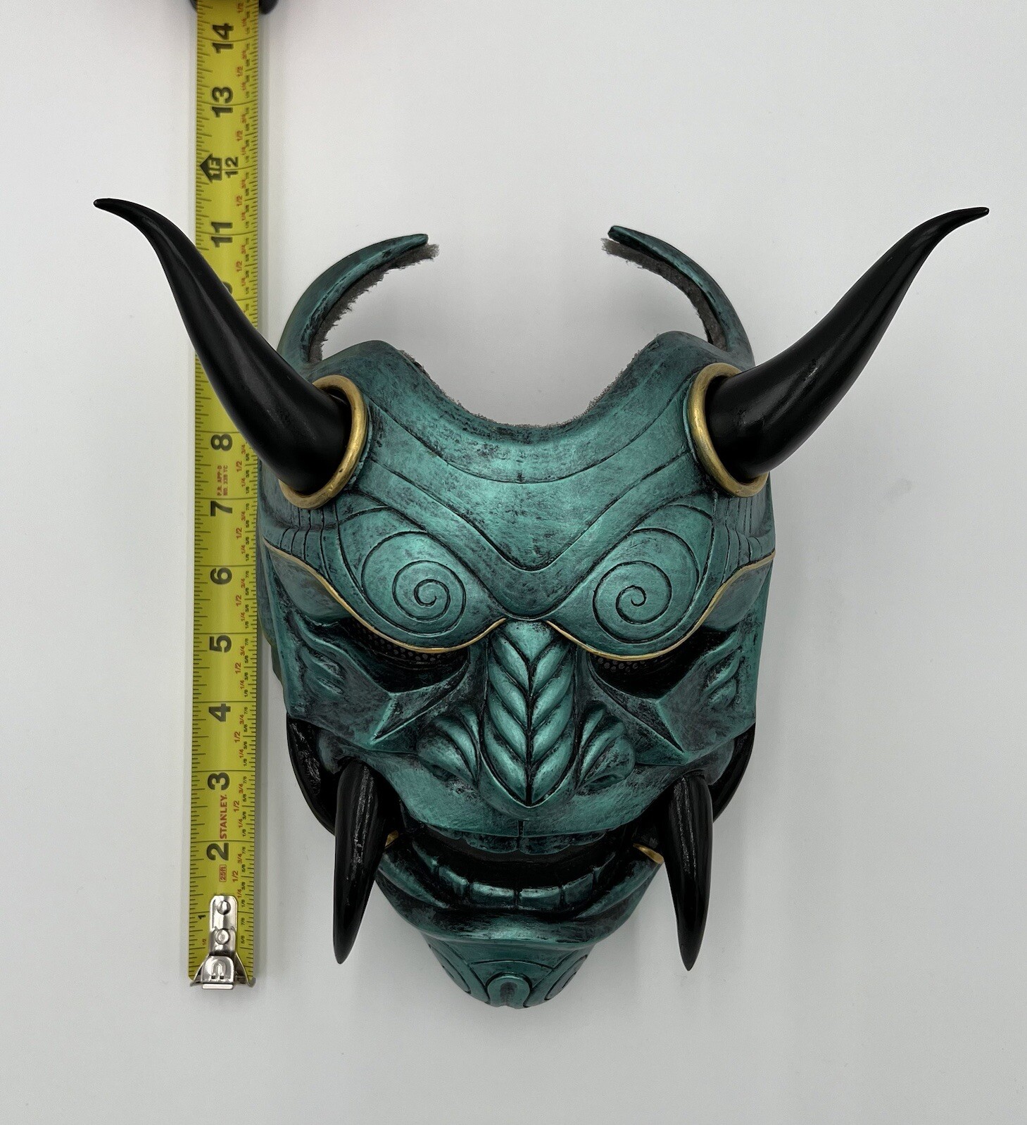 Demon Devil Oni Costume Mask Green Black Gold Samurai Assassin Style Cosplay