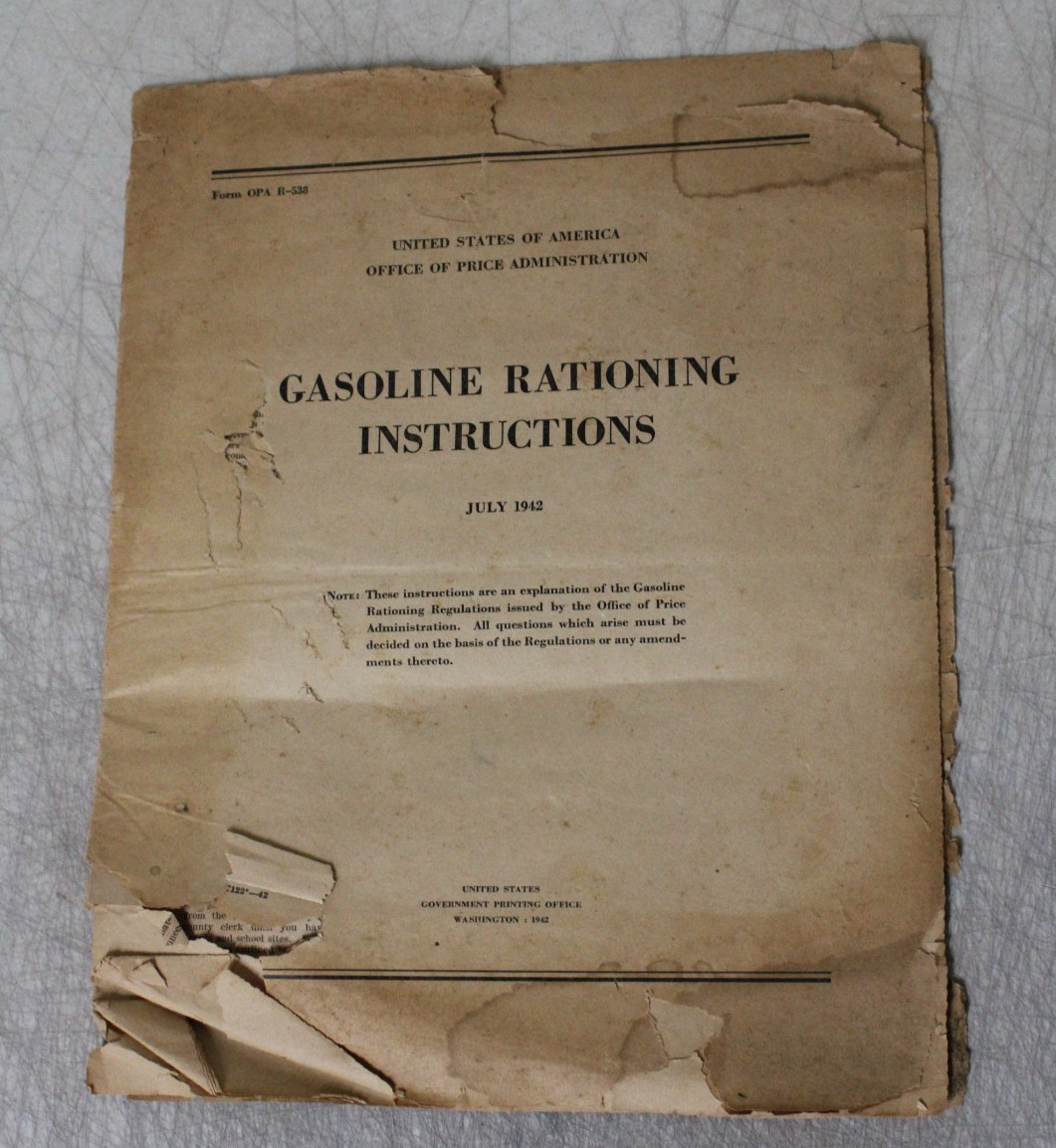 Vintage WWII Form OPA R-538 July 1942 Gasoline Rationing Instructions