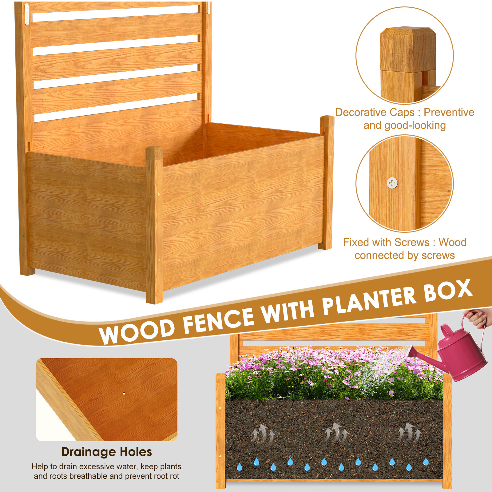NAIZEA Extra Tall Air Conditioner Fence 41"Wx73"H Trash Can Fence & Planter Box