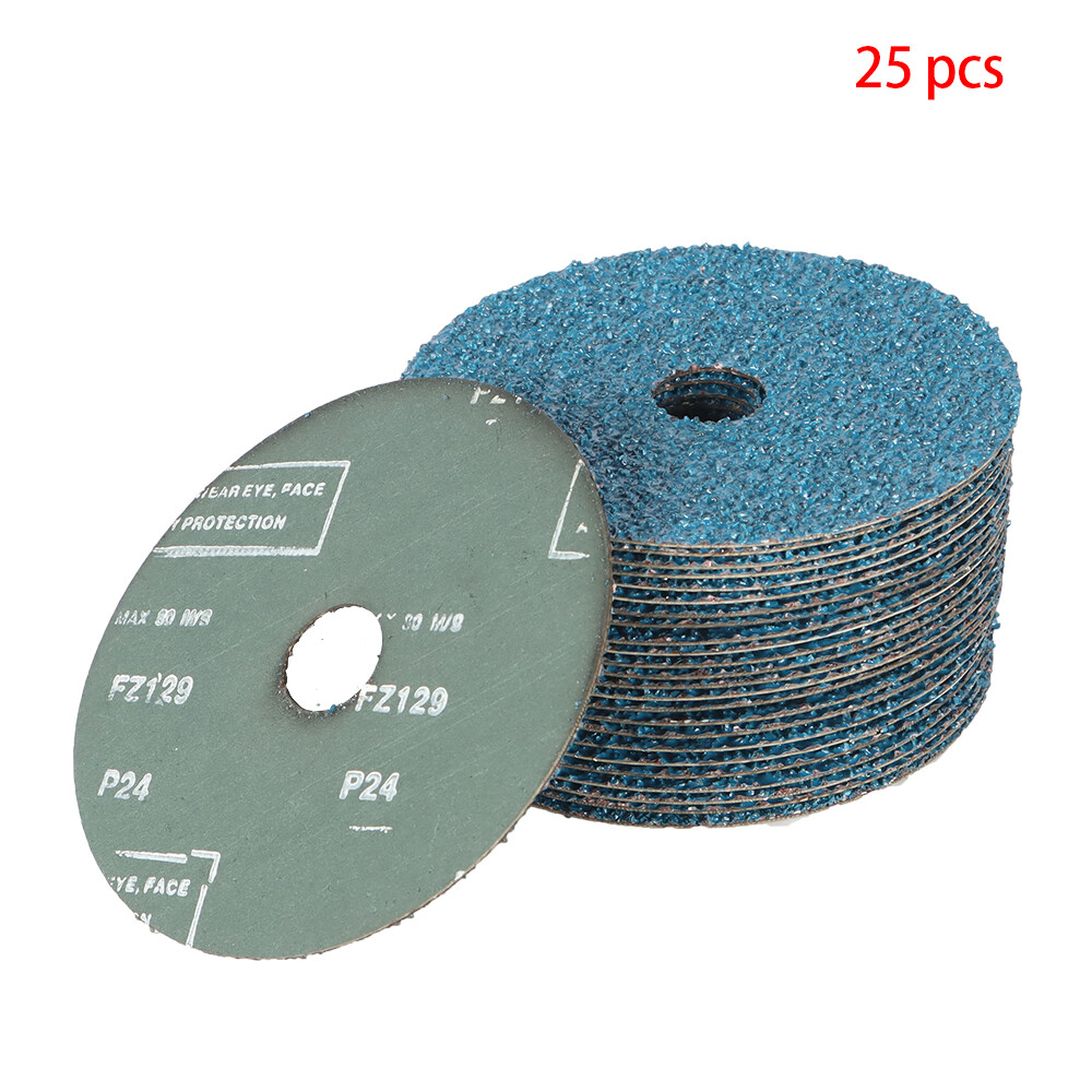 25 Pack 5Inch x 7/8Inch 24 Grit Zirconia Resin Fiber Grinding And Sanding Disc
