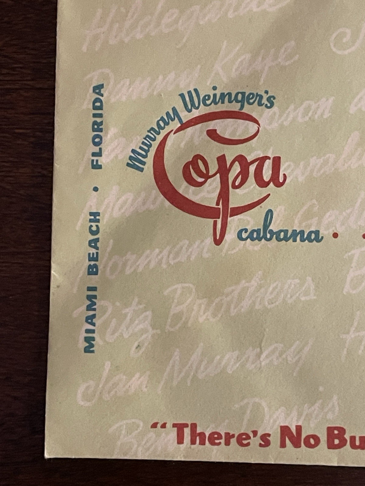 Vintage Very Rare 1940's - 1950's Copa Cabana Miami Beach Unused Envelope 9 x 4"