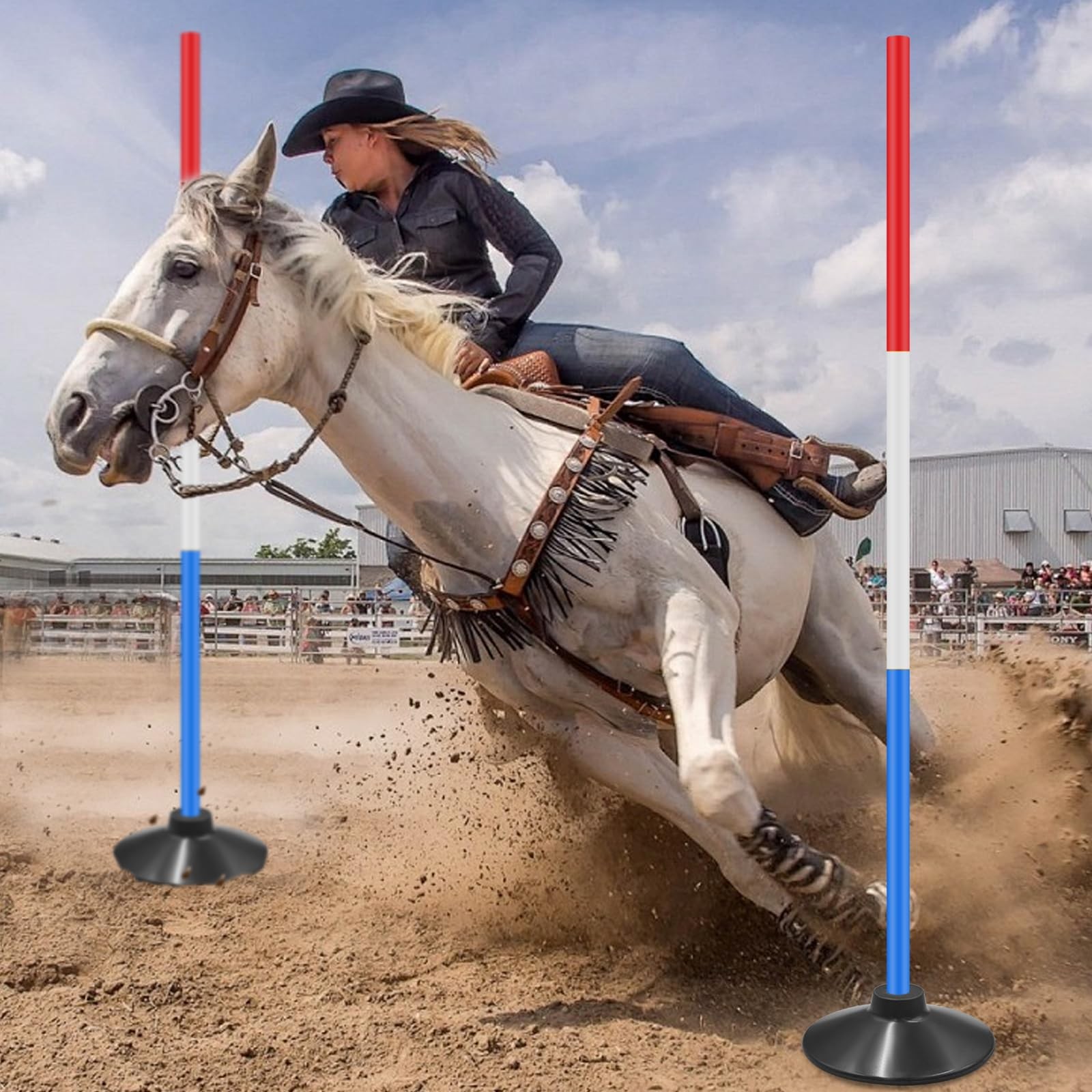 6 Set Pole Bending Poles for Horses 6FT Adjustable Training Equipment for Hor