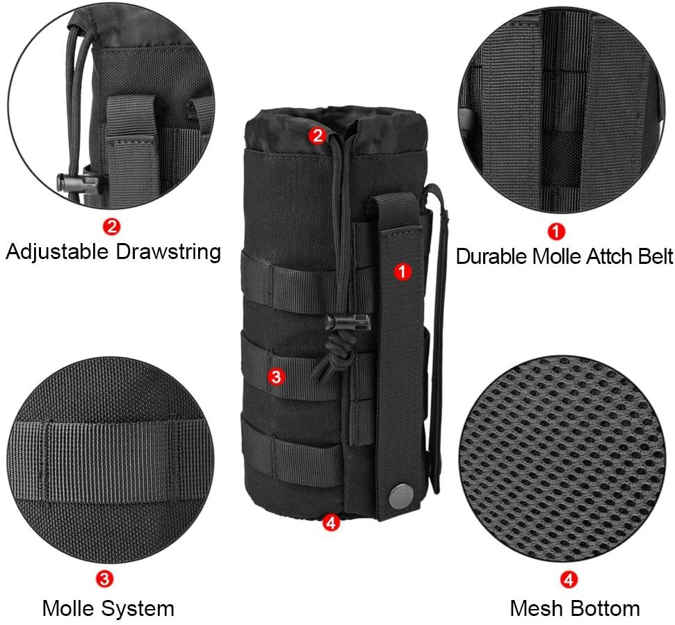 Tactical Molle Water Bottle Bag Military Outdoor Hiking Belt Holder Kettle Pouch