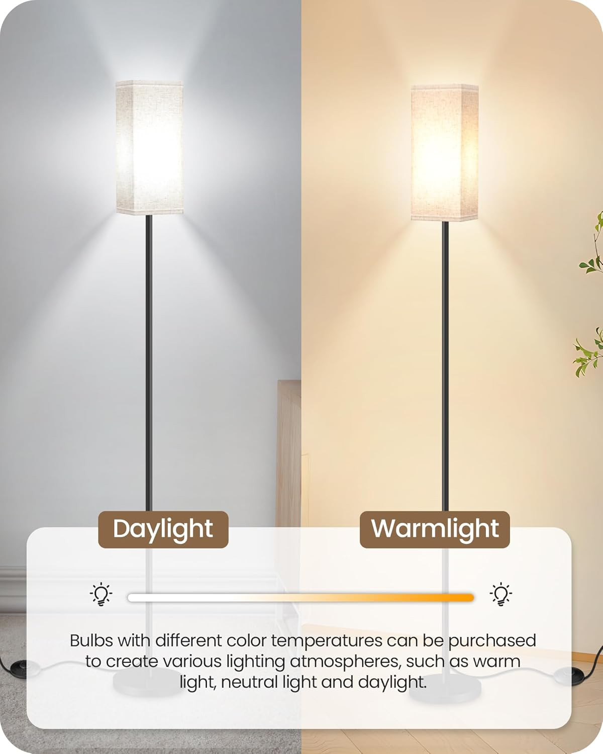 Modern Floor Lamp for Living Room Bedroom, Standing Tall Light with Foot Switch