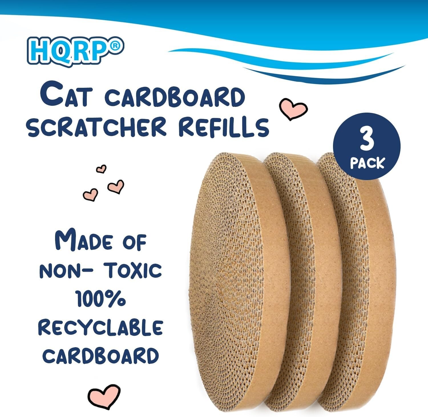3-Pack Round Cat Scratcher Refill 10" Scratch Pads Circular Cardboard Insert
