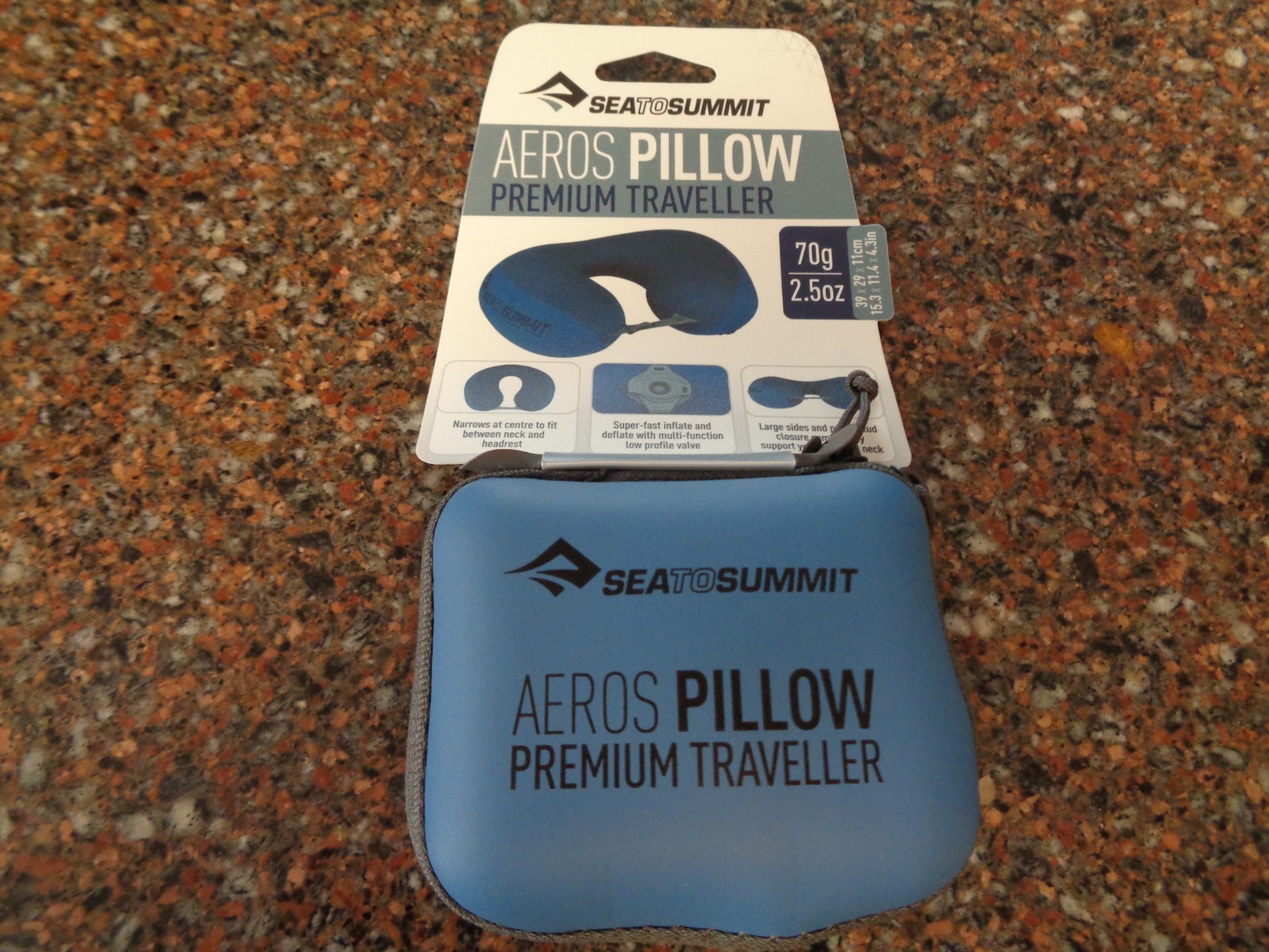 Sea to Summit Aeros Premium Traveller Pillow Navy Blue Inflatable Brand New
