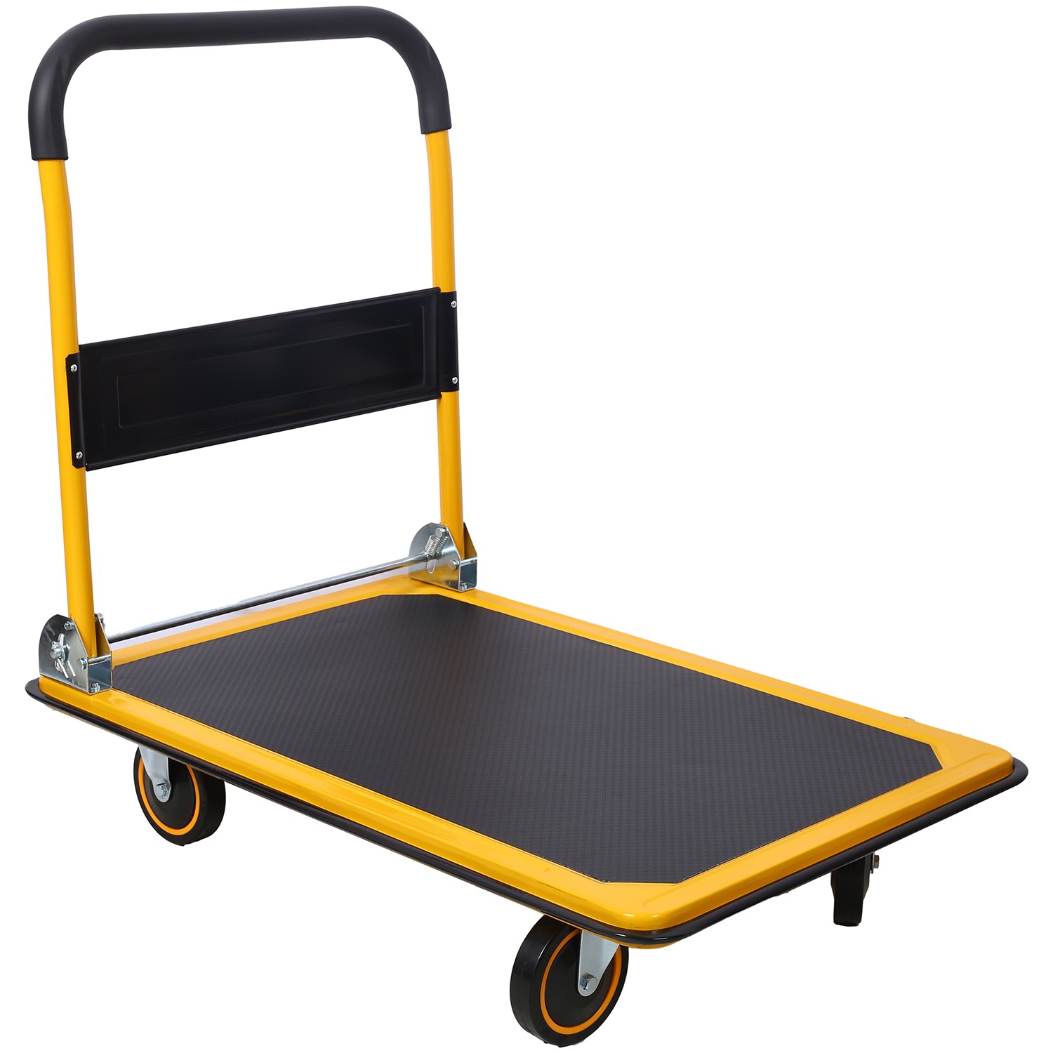 Foldable Platform Truck Push Dolly 330 lb. Weight Capacity Black and Yellow
