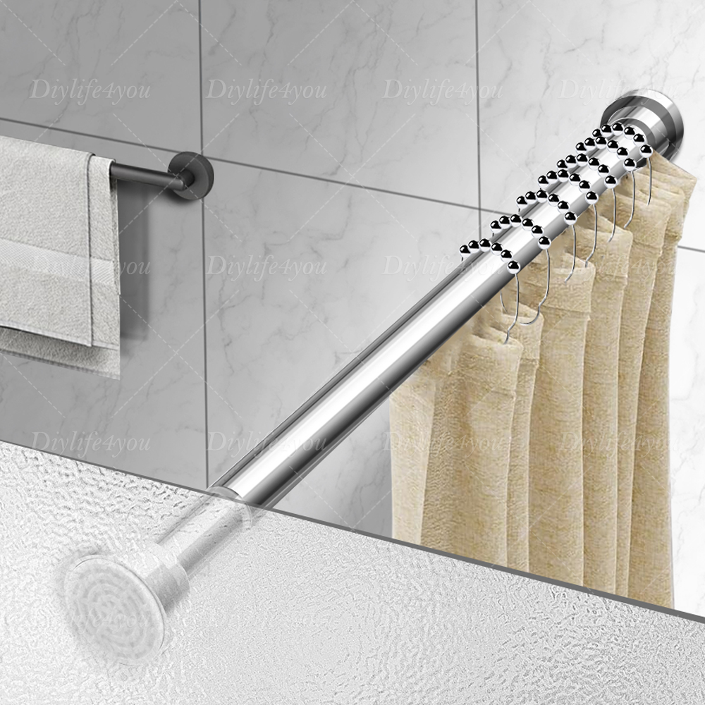 21in - 78in Stainless Steel Adjustable Telescopic Shower Curtain Rod Shower Kit