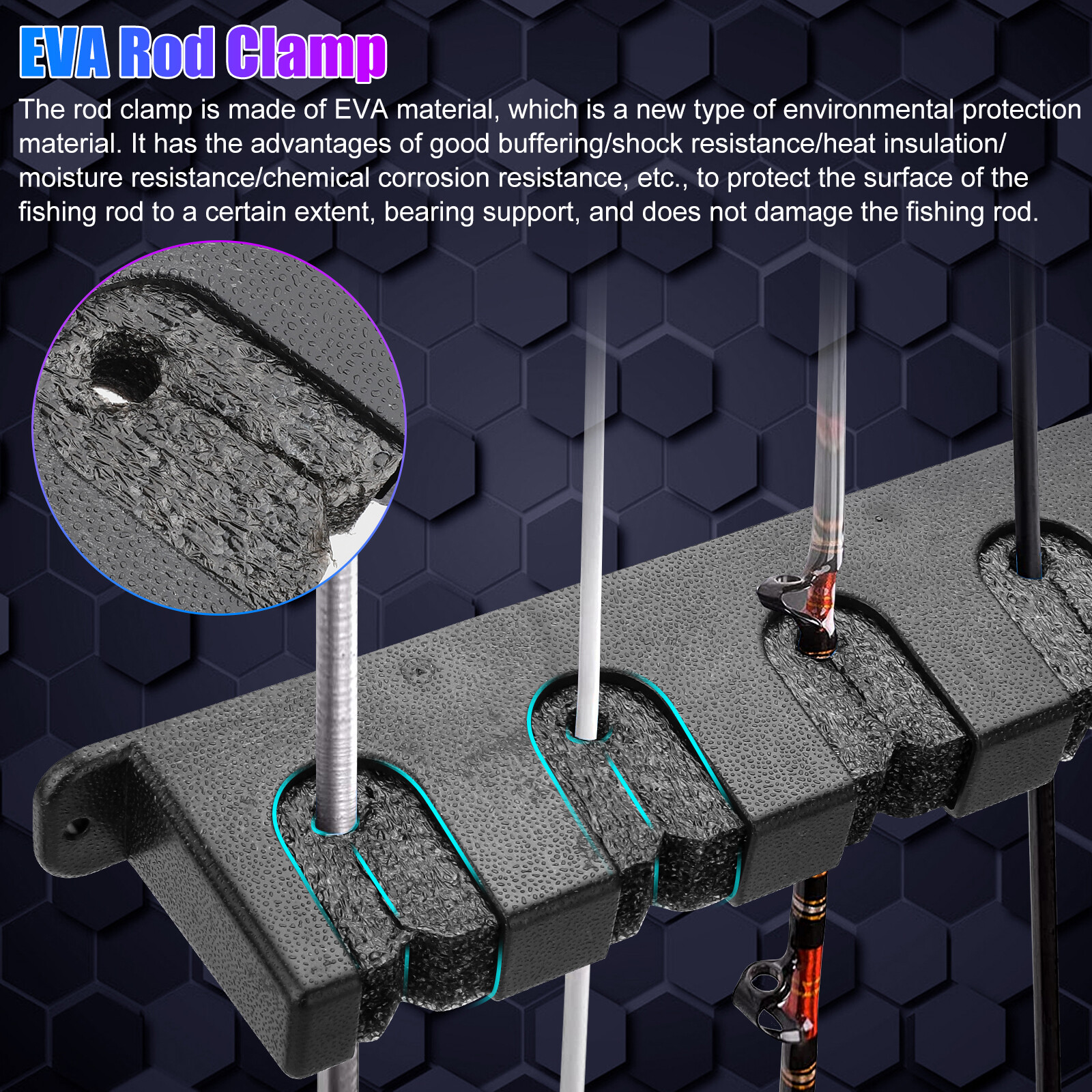 Horizontal Boat Fishing 6 Rod Rack Wall Mount Vertical Holder Storage Pole Stand