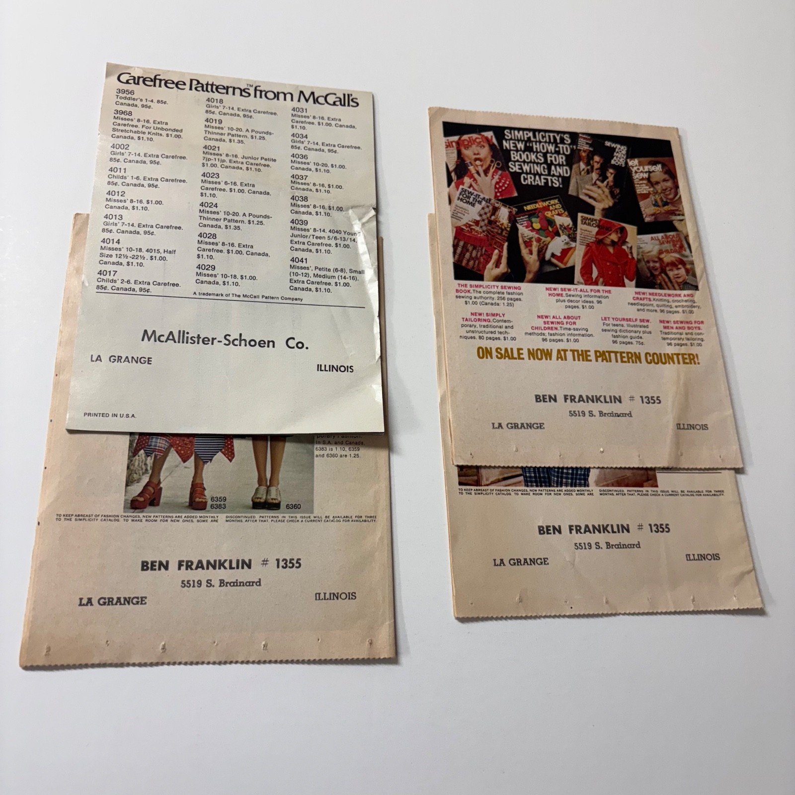 Lot of 4 Simplicity McCall's 1970s Sewing Pattern Catalog Pamphlet