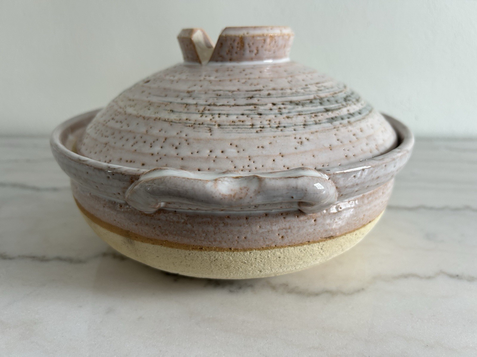 Large Vintage Japanese Banko Shino Ware Donabe Clay Earthenware Pot