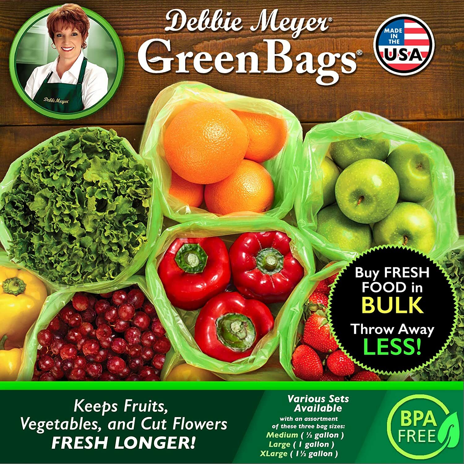 Debbie Meyer Green Bags 20-Pack (8M 8L 4XL) Keeps Fruits Vegetables Flower Fresh