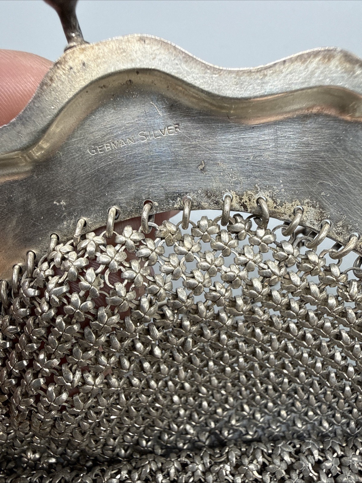 Amazing Antique Art Nouveau German Silver Purse Pouch Mesh Chainmail NICE