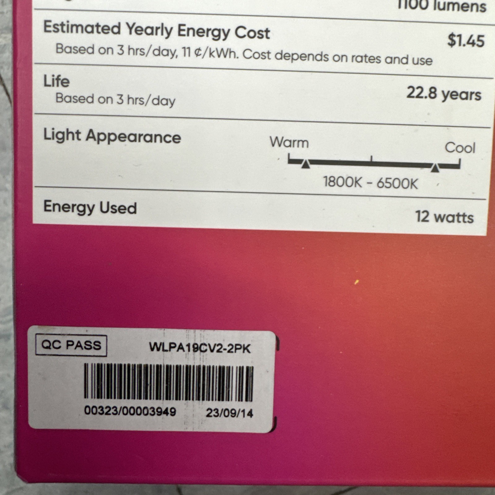 Wyze Labs WLPA19CV2-2PK Smart Wyze Bulb A19, 2-Pack, Color, WiFi, Home Assistant