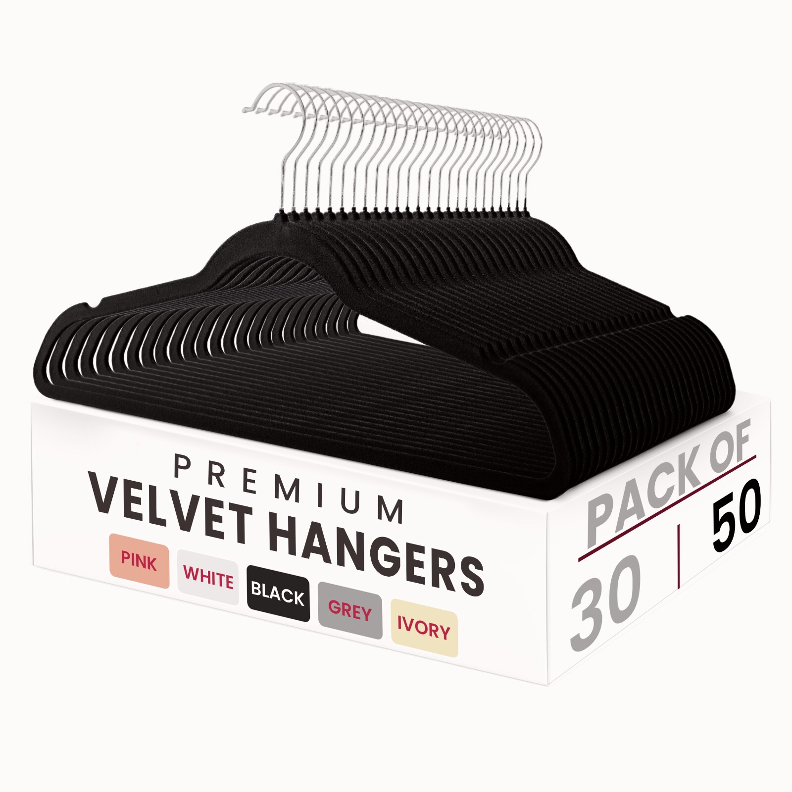 Velvet Hangers Flocked Clothes Heavy Duty Premium Non-Slip Hangers (30/50 Pack)