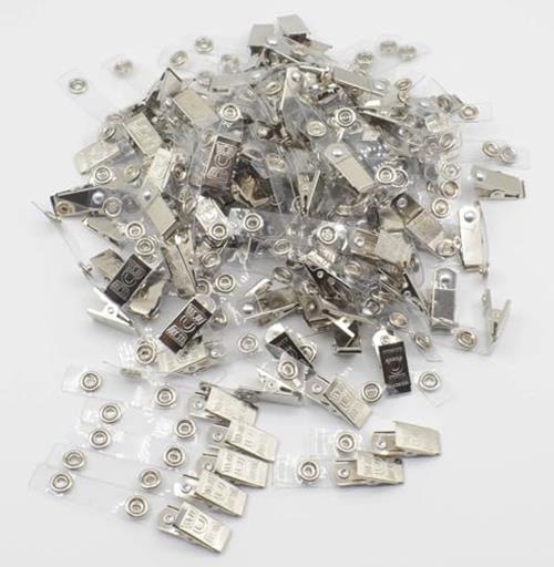 100 pcs metal badge clips with clear pvc straps for id cards name tag work