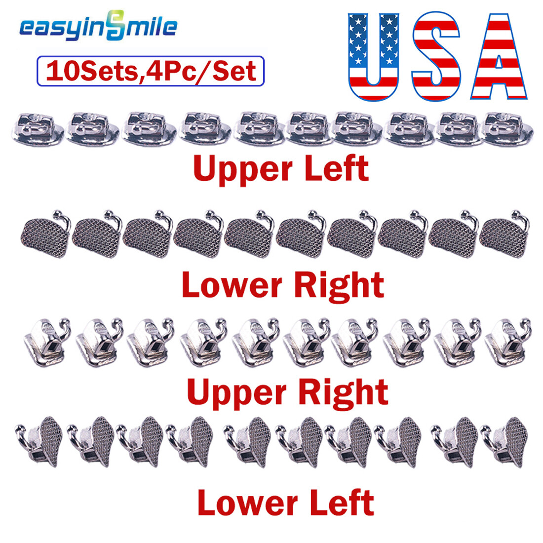 40pc Dental Buccal Tubes Orthodontic brackets 1st Molar 2nd Roth/MBT Non-Convert