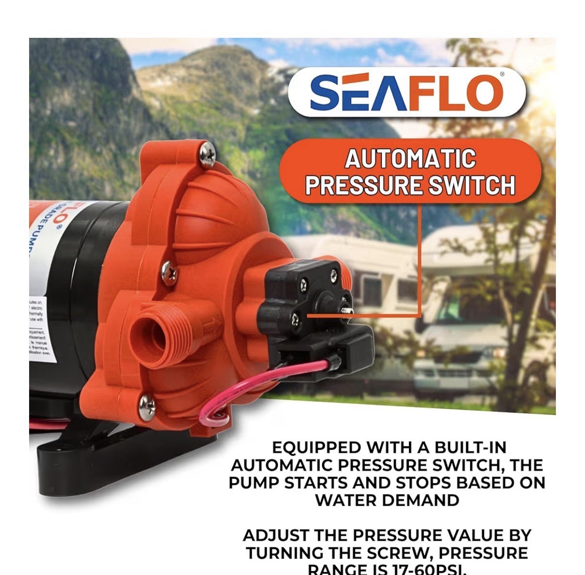 SEAFLO Water Pressure 12-V 3.0 GPM 33 Series Automatic Demand Diaphragm Pump