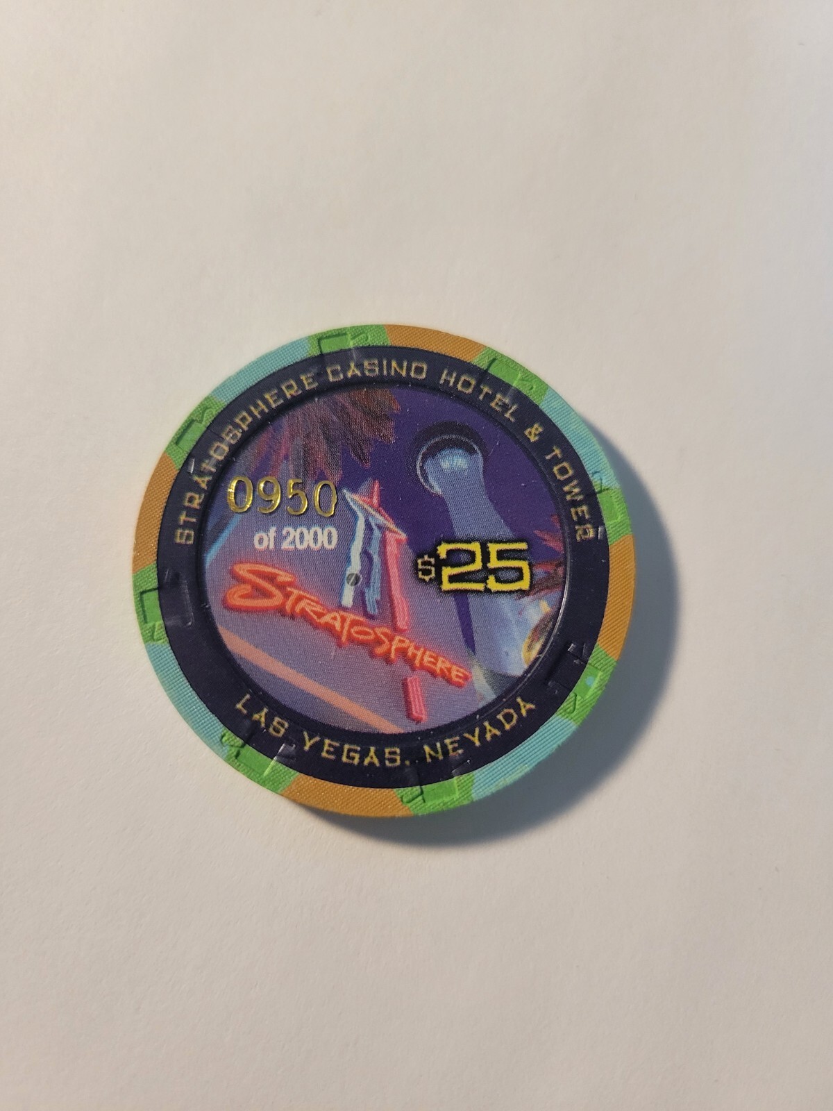 $25 "Beach Boys 2001" Stratosphere Casino Hotel chip. #950