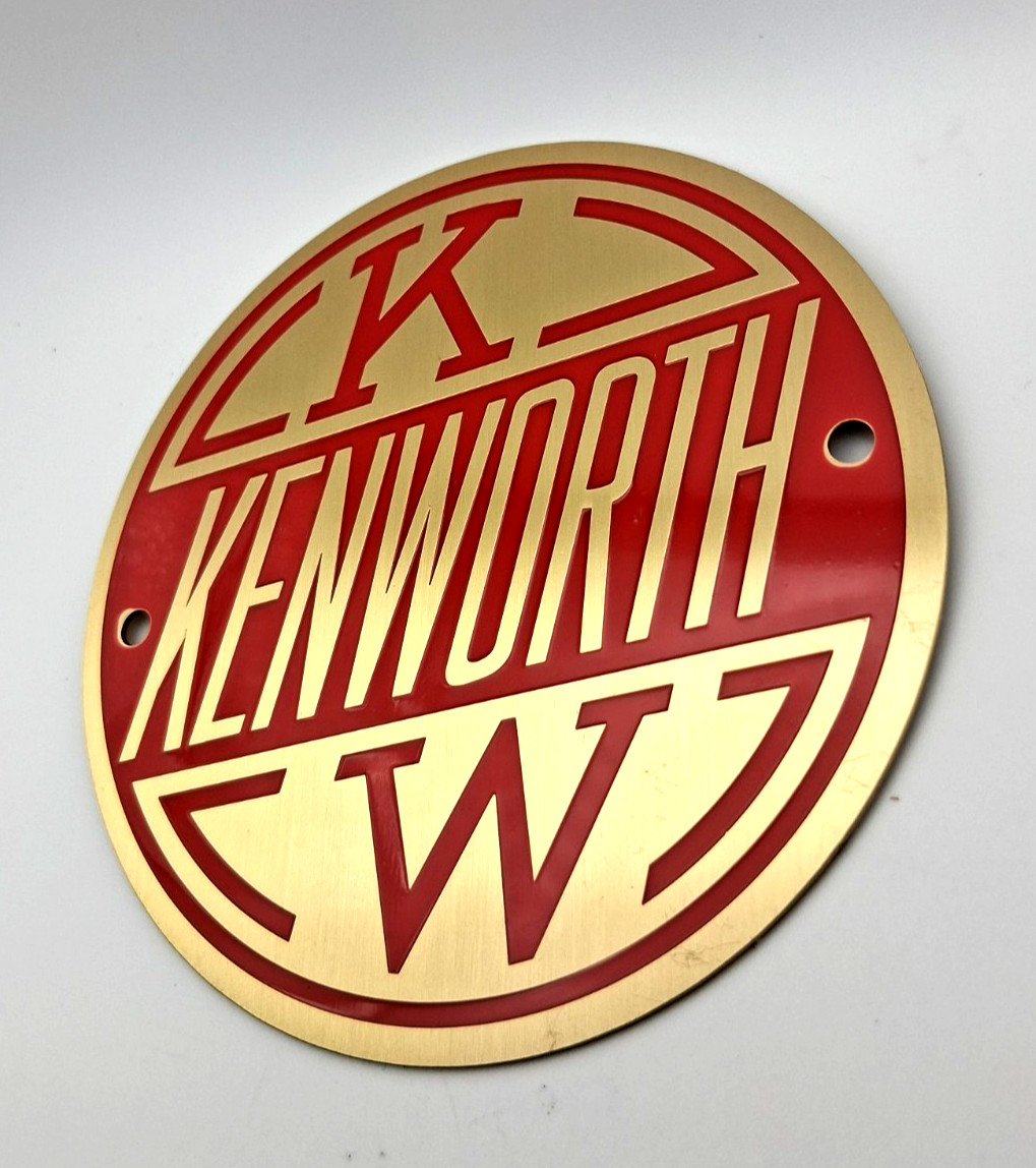 Vintage Kenworth KW Hood Emblem Badge 4" Brass Red Enamel W900 K100 1960s-70s