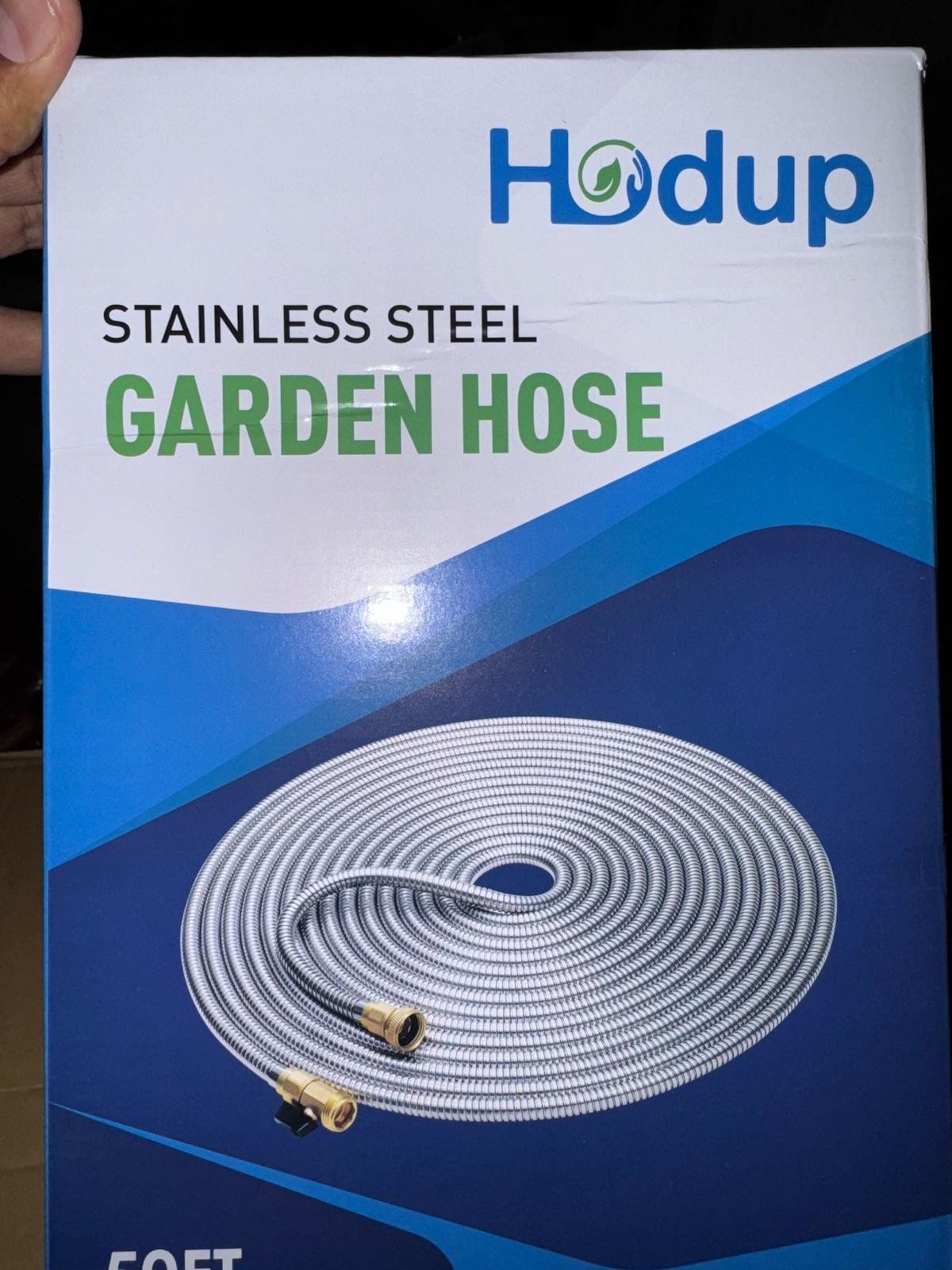 50 Feet 304 Stainless Steel Metal Garden Hose with Solid Brass Nozzle, Lightweig