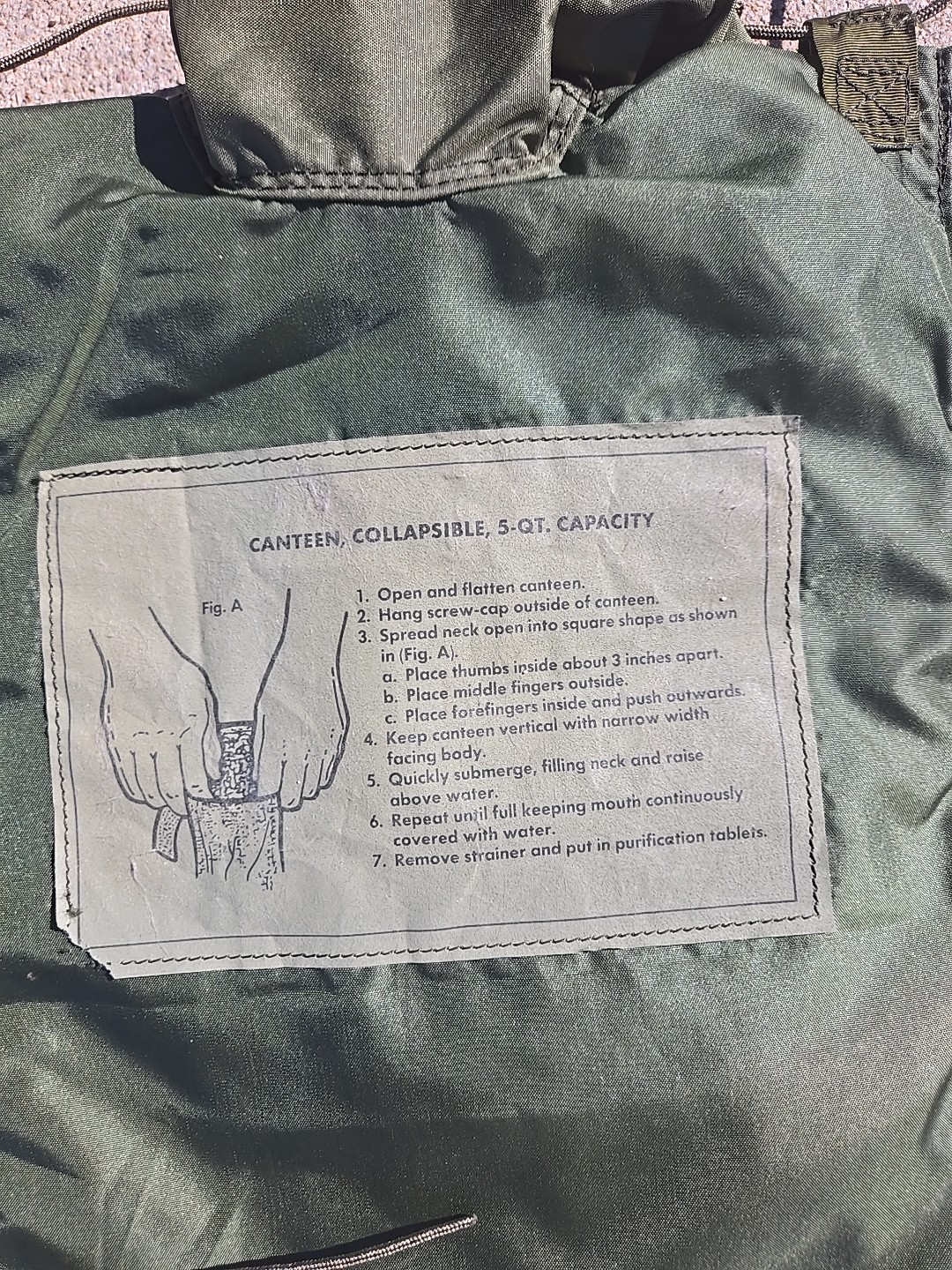 U.S. Military Issue 5qt Collapsible Canteen 8465-01-254-5759, OD Olive 💧