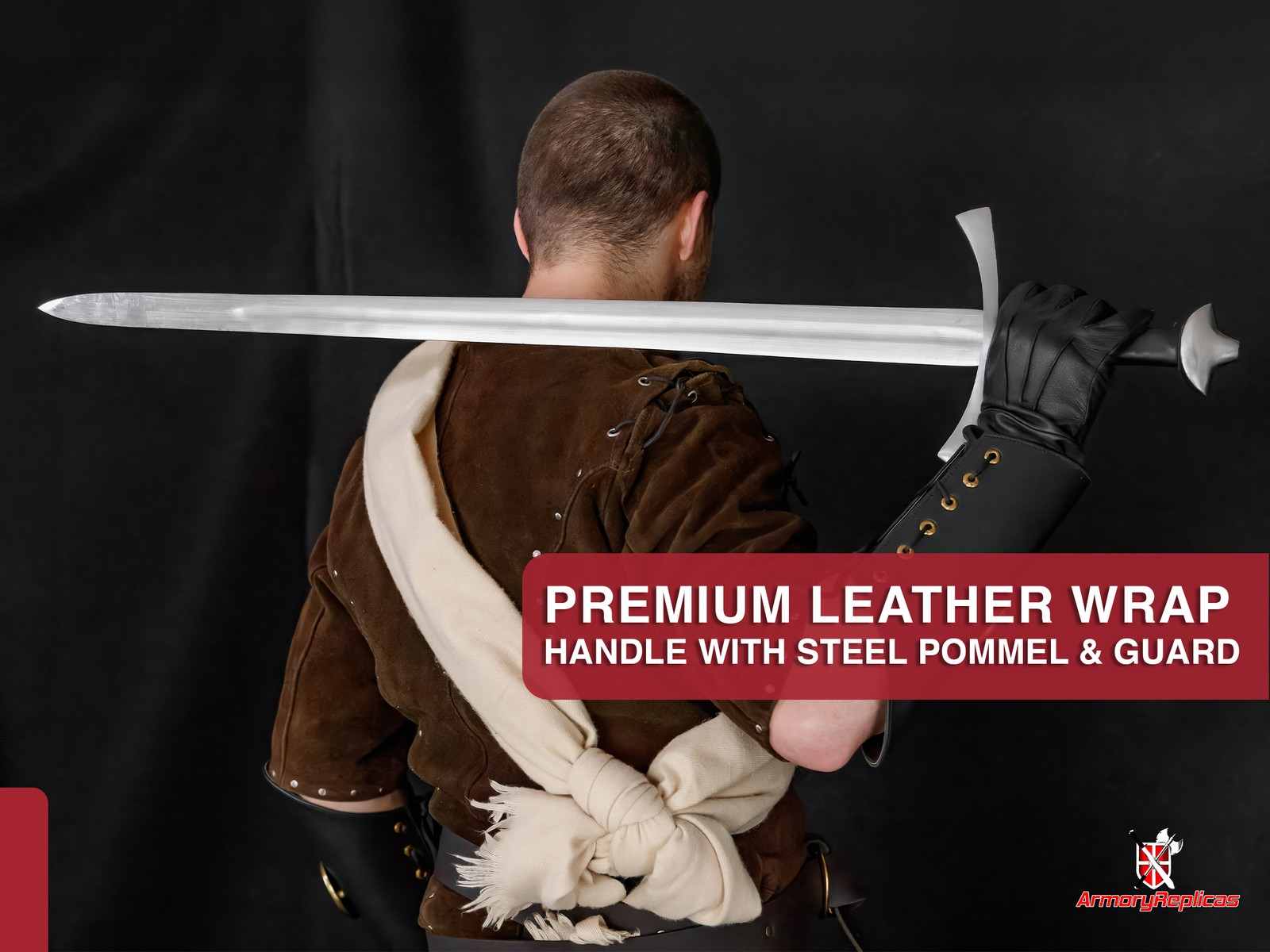 Medieval Arming Long Sword 1065 Steel Full Tang Battle Ready w/ Leather Scabbard