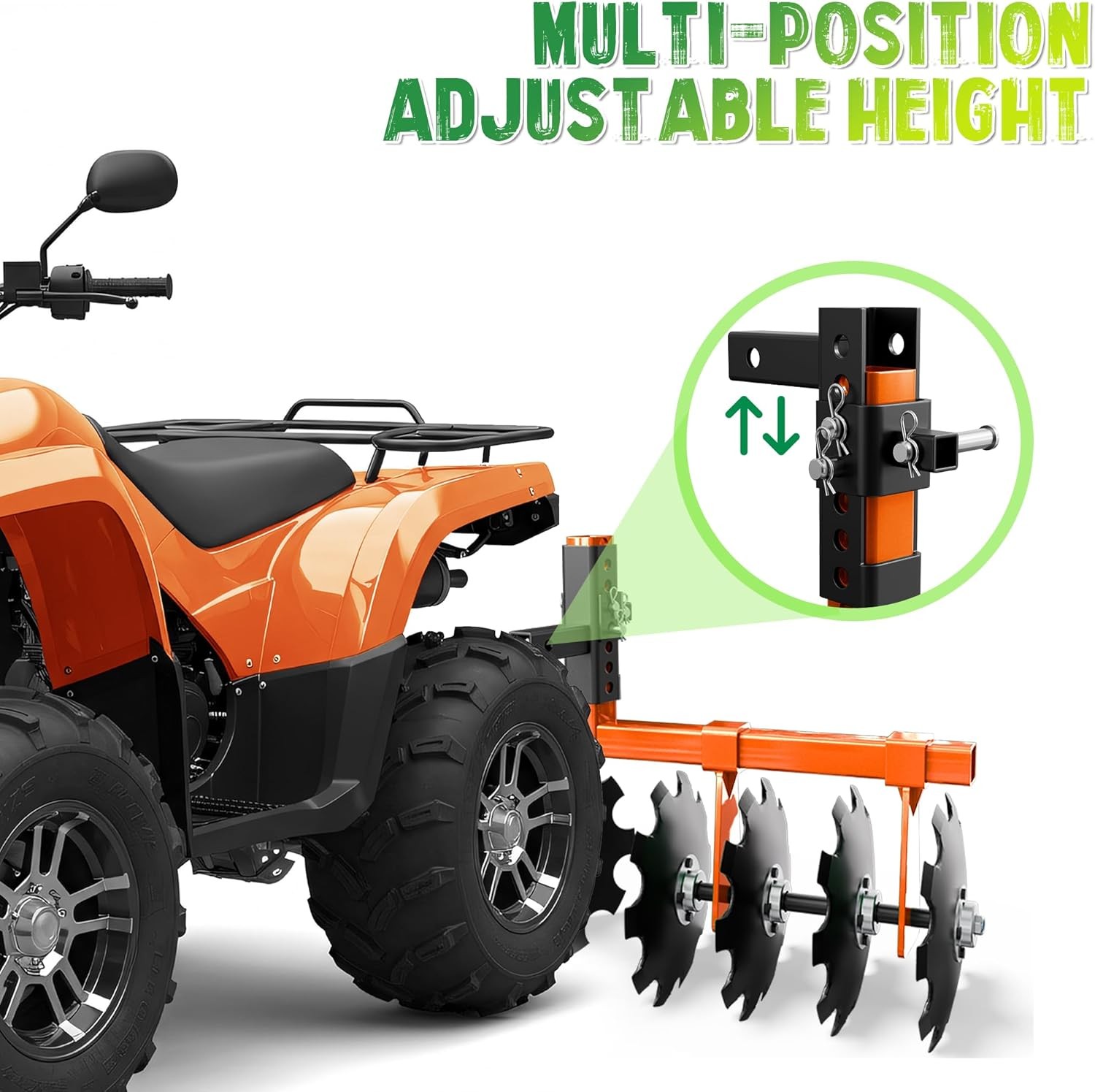 Heavy Duty ATV/UTV Disc Plow Harrow W/ 32" Cut Width & 2" Receiver Hitch Attach