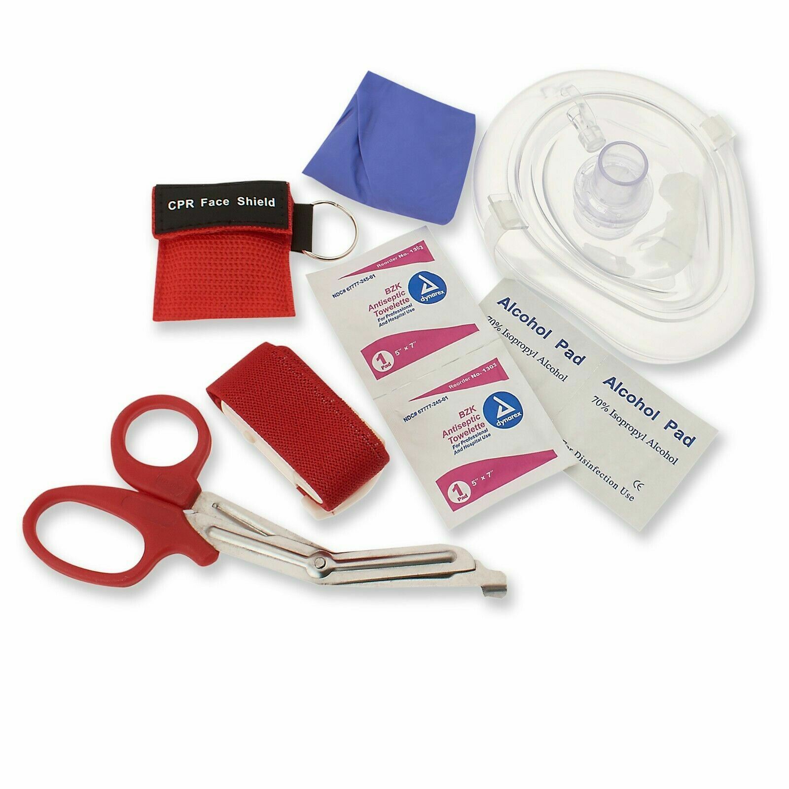 Emergency CPR Rescue First Aid Kit CPR Pocket Resuscitator One Way Valve + More