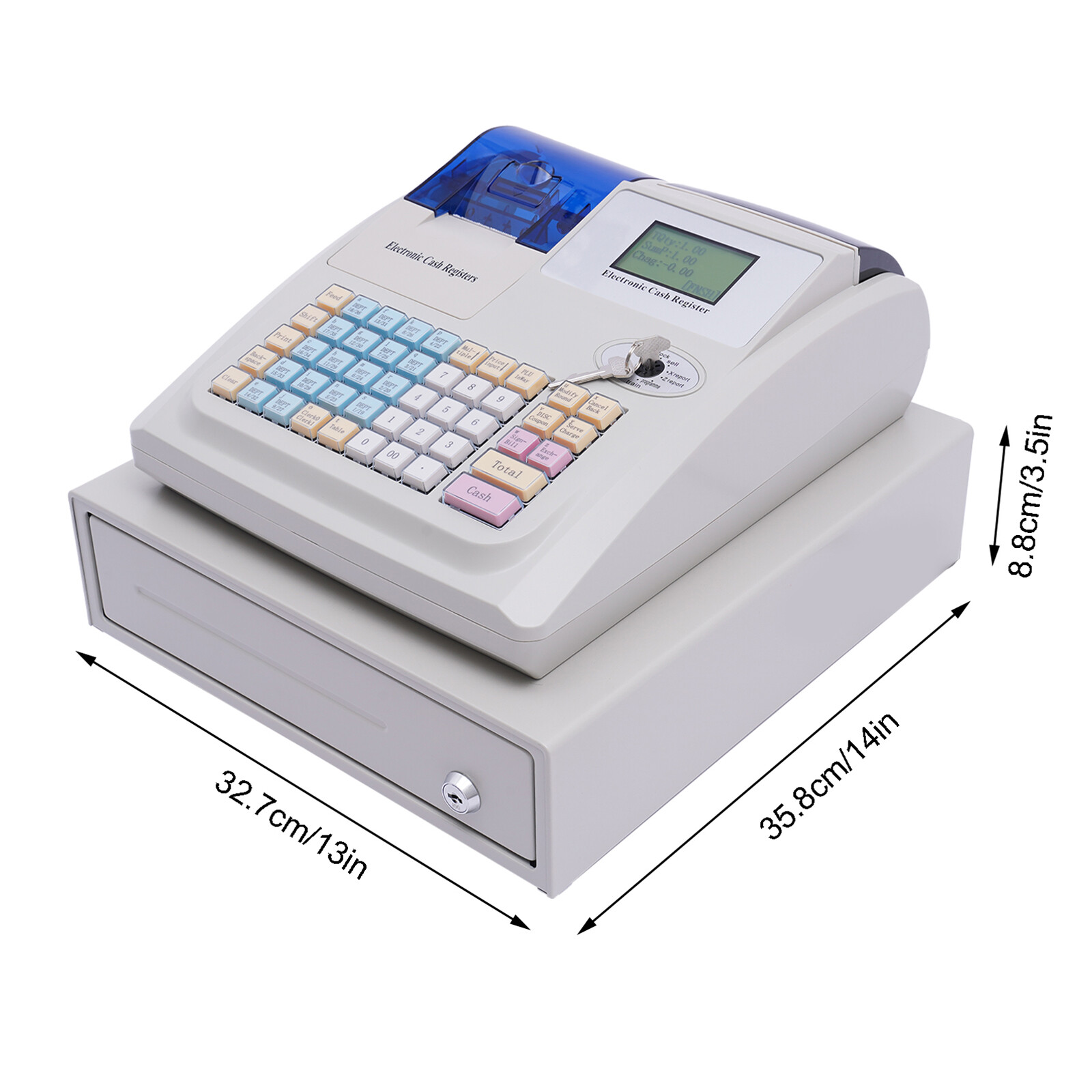 NEW Electronic Cash Register 48 Keys Cash Management System with Thermal Printer