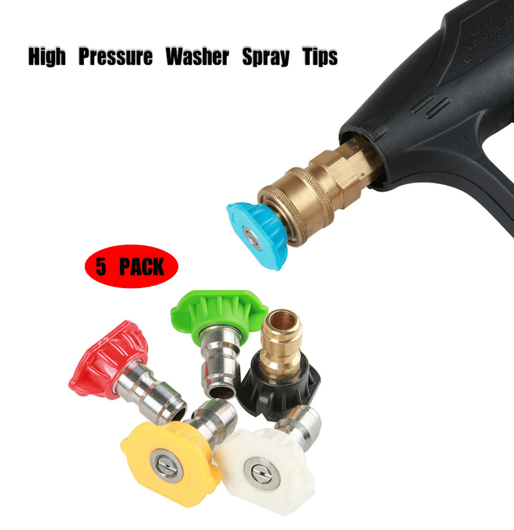 5pcs Pressure Washer Spray Tips Nozzles High Power Kit Quick Connect 1/4" Set