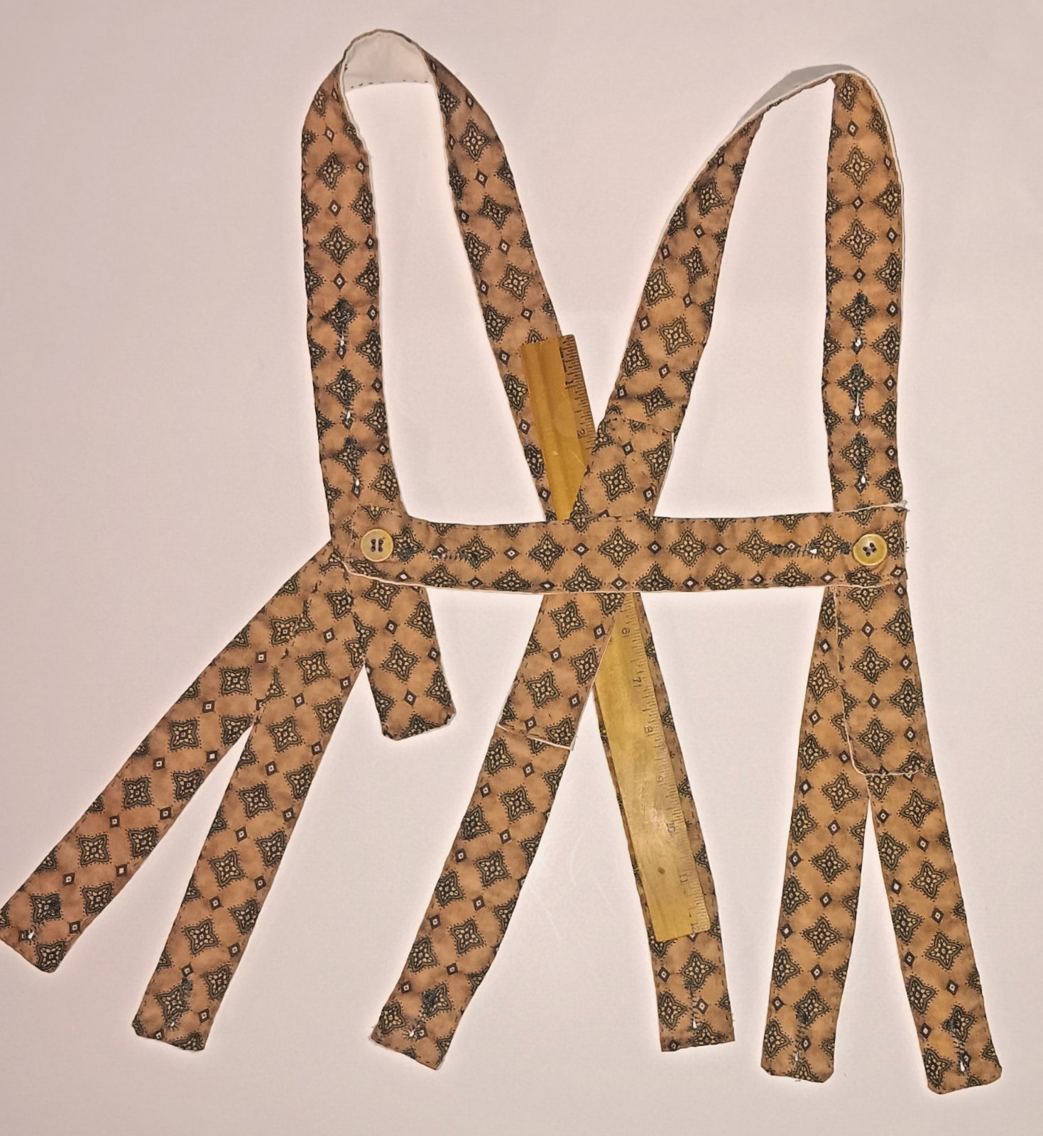 Civil War HANDSEWN Suspender Braces REDUCED SHOULDER SLIP Golden Tan w/Green