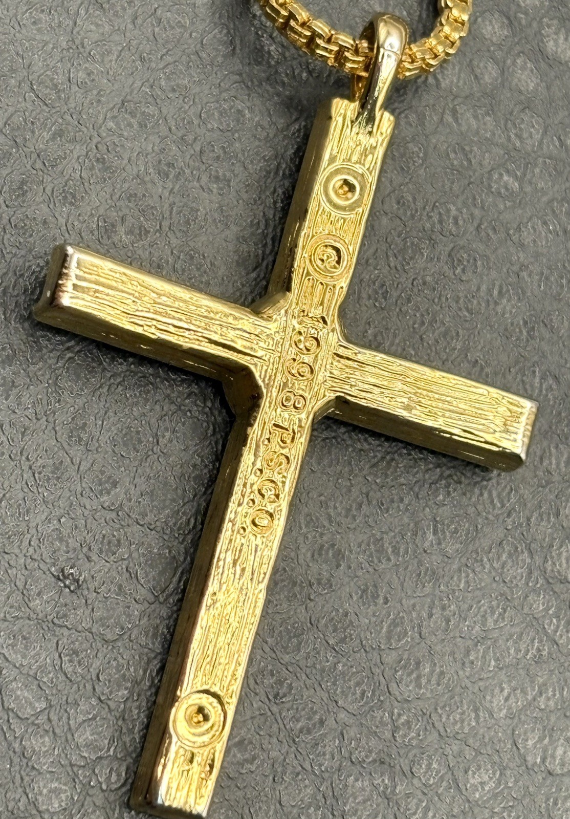 Nolan Miller Signed Gold Tone Chain Necklace PSCO 80s Rhinestone Crystal Cross