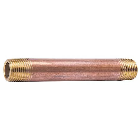 1-1/2" Mnpt X 4" Tbe Red Brass Pipe Nipple Sch 80, 467-040X