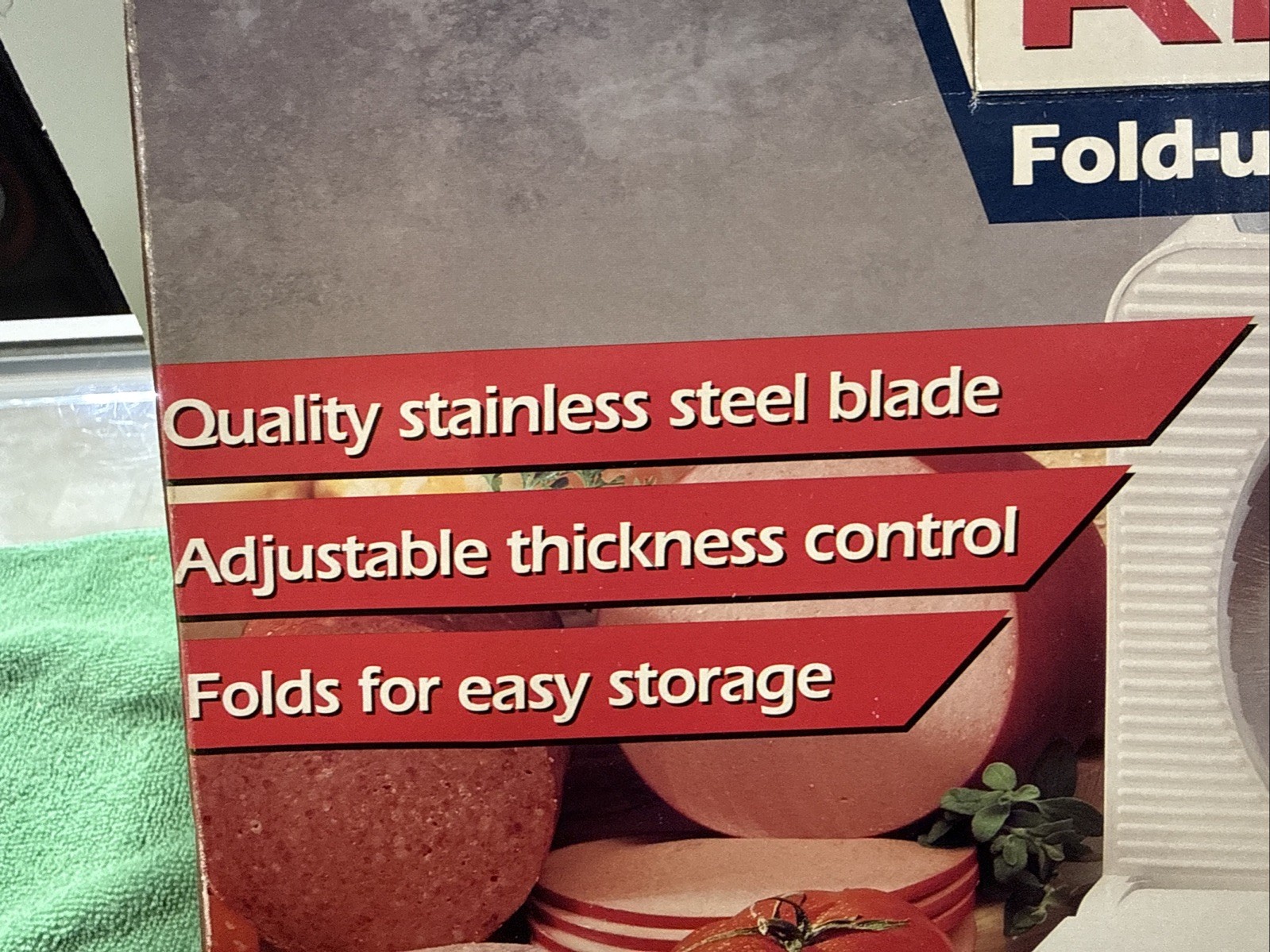 Rival Fold Up Food Slicer 1043-W Electric Portable Deli Style Meat and Cheese