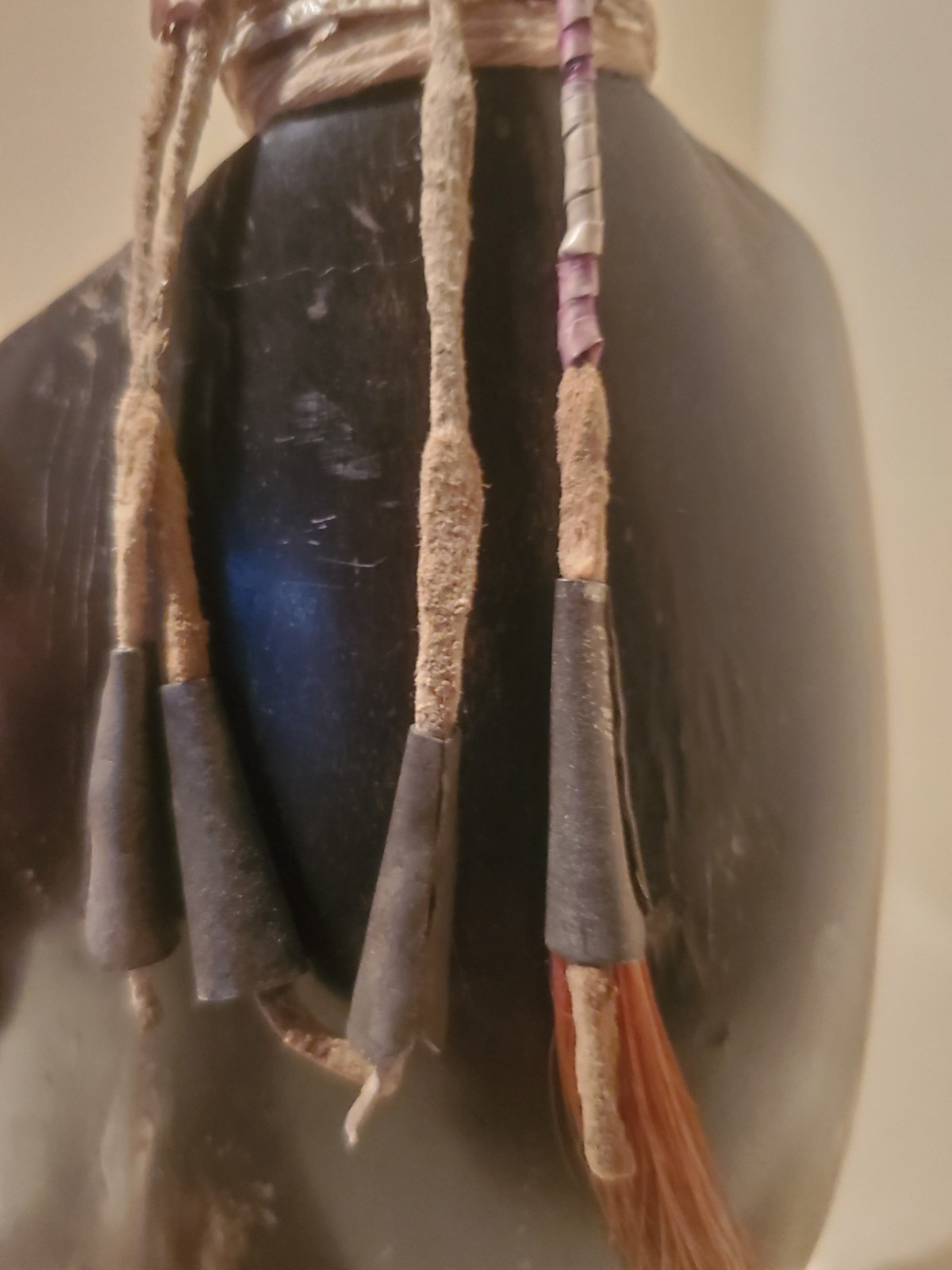 Antique OLD Native American plains Indian quilled buff horn spoon 19th c.