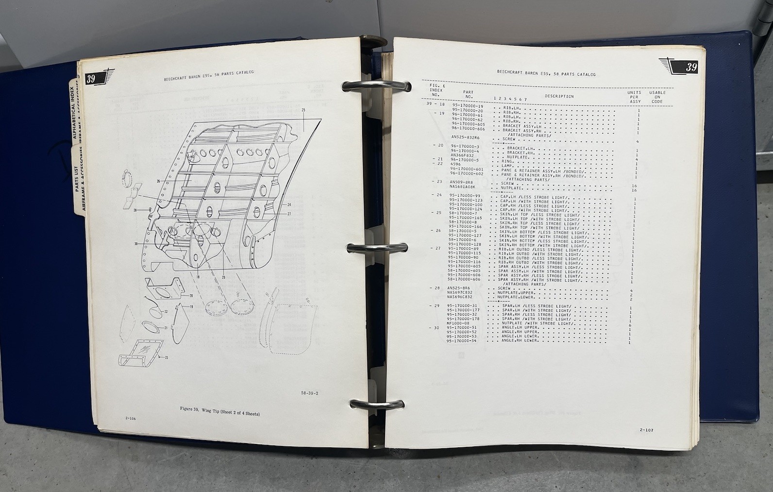 Beechcraft E55, 58 Baron Parts Catalog 58-590000-5 Original