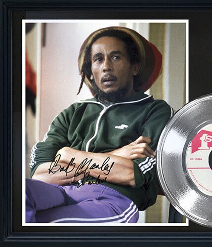 Bob Marley "One Love" Framed Platinum Record Reproduction Signatures