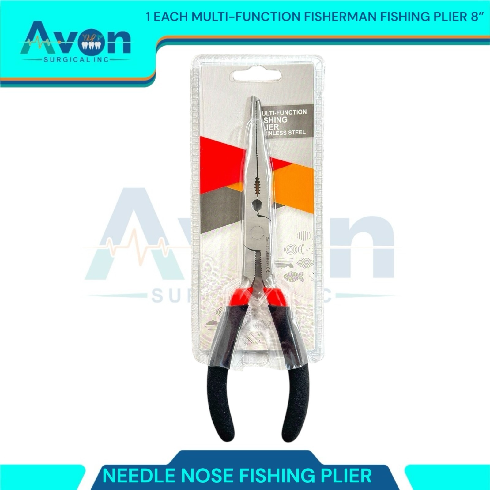 8in Fishing Needle Nose Pliers Multi-Function, with Grip Handle - Fishing Tools