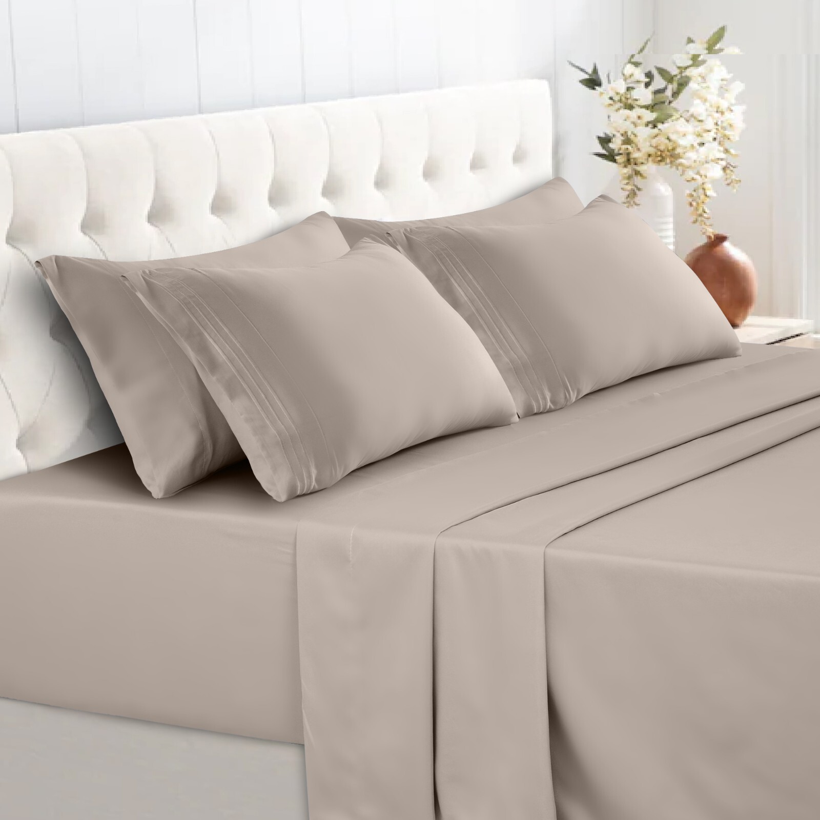 1800 Series 6 Piece Bedsheet Set Extra Soft Deep Pocket Hotel Luxury Bed Sheets