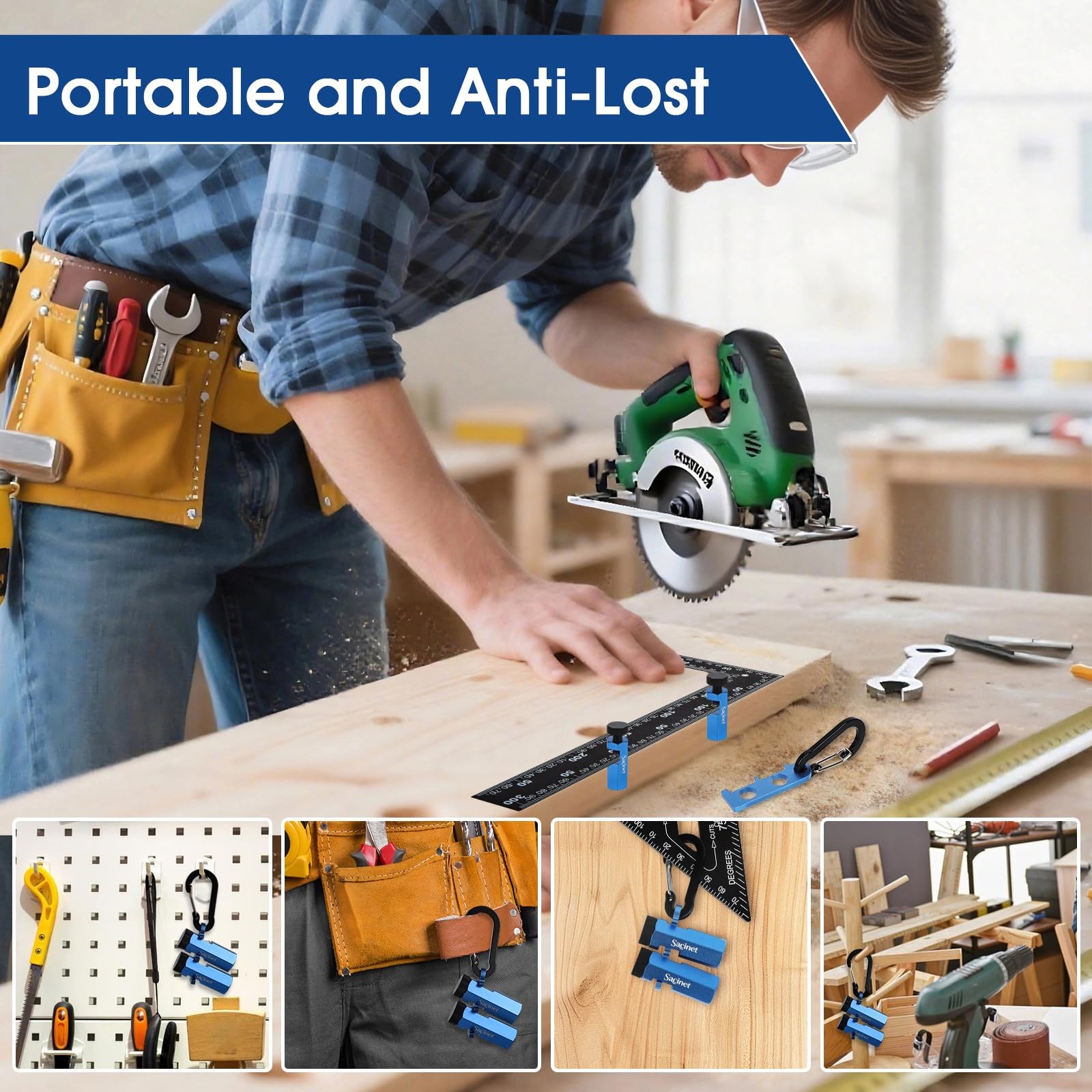 Stair Gauge for Speed Square and Circular Saw Guide, Non-Slip Tall Stair Gauges