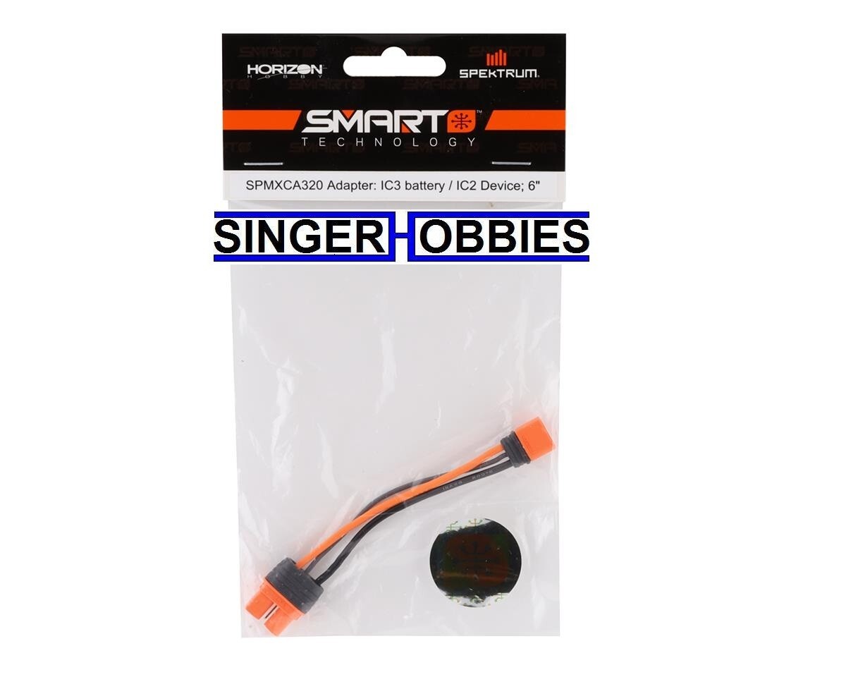 Spektrum SPMXCA320 6" IC3 Battery to IC2 Device SMART Battery Adapter Cable HH