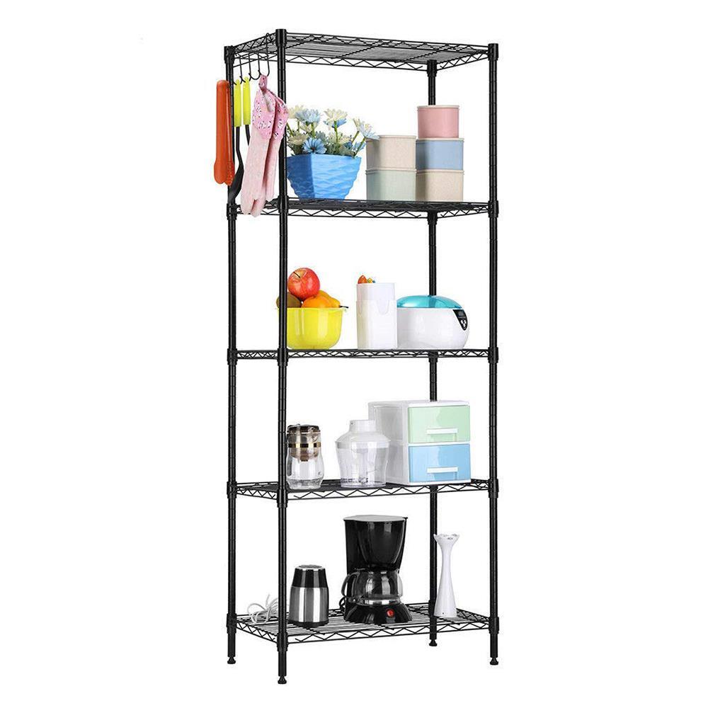 5 Tier Assembled Wire Shelving Rack Adjustable Shelf Storage Unit Bookshelf